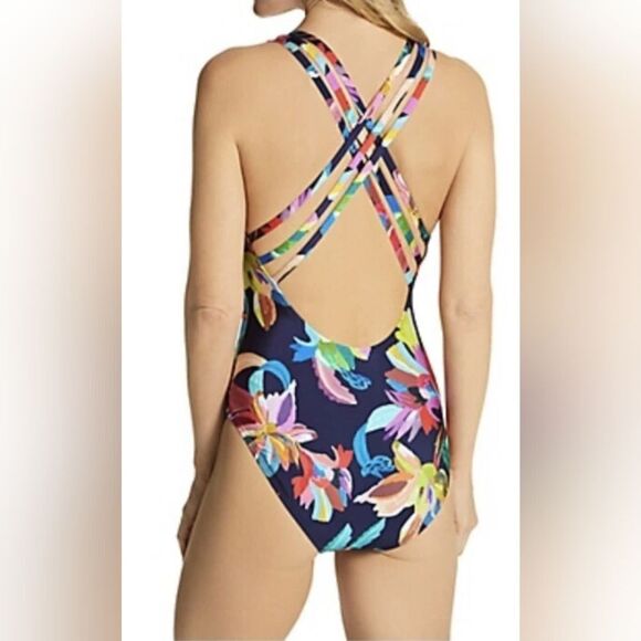 La Blanca The Sea Cross Multi-Strap Cross-Back One Piece NWOT Size 6 - Picture 2 of 5